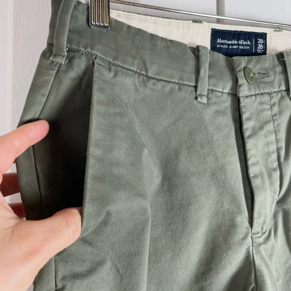Abercrombie & Fitch Athletic Skinny Stretch Chino Pants Men’s 28x28 Army Green - Picture 4 of 13